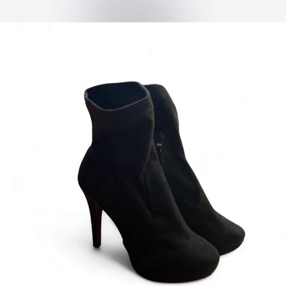Faux suede heeled boots